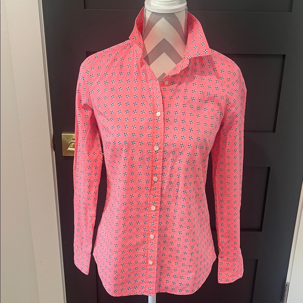 J.Crew Pink Coral Perfect Cottagecore Button-Down Shirt Size 4 - Picture 2 of 8